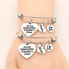 img 2 attached to 💖 Stainless Steel Mother-Daughter Bangle: Adjustable Heart Charm Bracelet – Perfect Jewelry Gift for Mom!