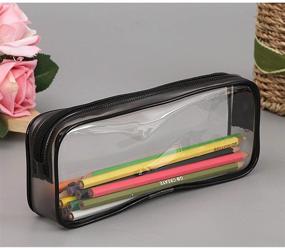 img 1 attached to 6-Pack Clear PVC Zippered Pen Pencil Cases - Transparent Pencil Bag Makeup Pouch