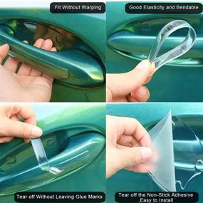 img 1 attached to 🚗 ZLQBMX 12PCS Transparent Car Door Handle Scratch Protector for Benz – Premium TPU Door Side Sticker Paint Protection Films