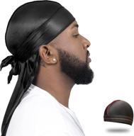 men's wave cap: silky satin durag for 360 waves (unisex) logo