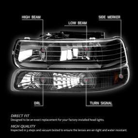 img 2 attached to DNA Motoring HL-OH-CS99-4P-BK-AB Black Amber Headlights Compatible With 99-02 Silverado 00-06 Suburban/Tahoe