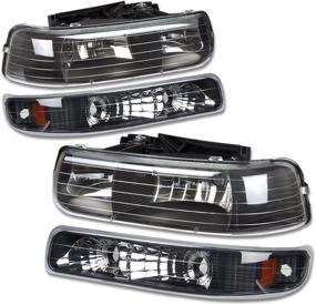 img 3 attached to DNA Motoring HL-OH-CS99-4P-BK-AB Black Amber Headlights Compatible With 99-02 Silverado 00-06 Suburban/Tahoe