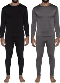 img 4 attached to 🔥 Stay Warm and Cozy: 2-Piece Men's Thermal Set - Long Sleeve Top & Bottom Fleece Lined Long Johns