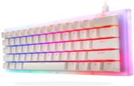 🔥 womier k61 60% клавиатура: горяче-сменяемая механическая игровая клавиатура с двойной подсветкой rgb и переключателями gateron - компактные 61 клавиша для пк, ps4 и xbox (yellow switch, white) логотип