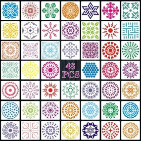 img 4 attached to 48 Pcs 5.1 Inch Mandala Drawing Templates: Versatile Stencils for DIY Art Projects on Rock, Wood, Fabic, Glass, Metal, and Walls