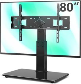 img 4 attached to 📺 Height Adjustable Swivel TV Stand Base with Mount for 40-80 inch LCD LED Plasma Flat Screens - Replacement Tempered Glass Base up to 132 lbs, Max VESA 600X400mm