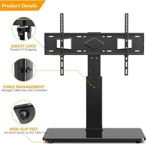 img 1 attached to 📺 Height Adjustable Swivel TV Stand Base with Mount for 40-80 inch LCD LED Plasma Flat Screens - Replacement Tempered Glass Base up to 132 lbs, Max VESA 600X400mm