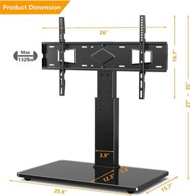 img 2 attached to 📺 Height Adjustable Swivel TV Stand Base with Mount for 40-80 inch LCD LED Plasma Flat Screens - Replacement Tempered Glass Base up to 132 lbs, Max VESA 600X400mm