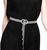 💎 shimmering crystal rhinestone waistband belt with double o-ring chain's alluring charm for women logo