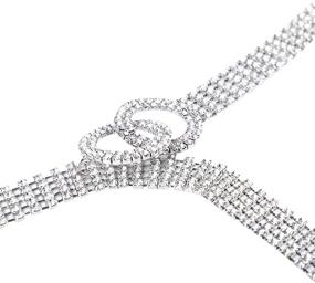 img 1 attached to 💎 Shimmering Crystal Rhinestone Waistband Belt with Double O-Ring Chain's alluring Charm for Women