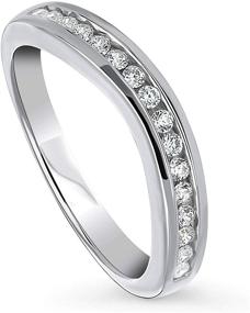 img 4 attached to BERRICLE Rhodium Sterling Zirconia Eternity Women's Jewelry and Wedding & Engagement
