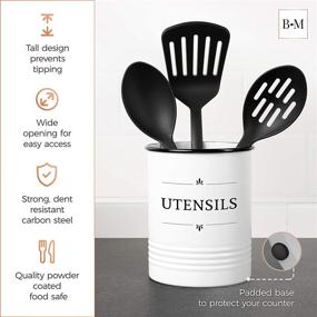 img 1 attached to 🍴 Baie Maison Farmhouse Kitchen Utensils Holder - Countertop Kitchen Tools Organizer Caddy - White and Black Utensil Crochet - Large Cooking Utensils Storage Jar for Spatulas