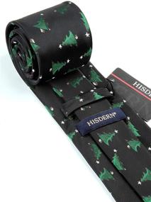 img 1 attached to 🎄 HISDERN Christmas Necktie & Pocket Square Set - Men's Accessories in Ties, Cummerbunds & Pocket Squares