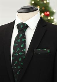 img 3 attached to 🎄 HISDERN Christmas Necktie & Pocket Square Set - Men's Accessories in Ties, Cummerbunds & Pocket Squares