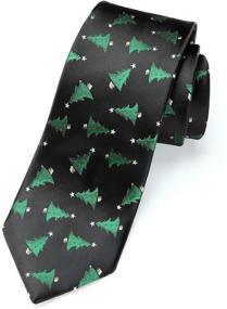 img 2 attached to 🎄 HISDERN Christmas Necktie & Pocket Square Set - Men's Accessories in Ties, Cummerbunds & Pocket Squares