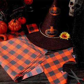 img 1 attached to 🎃 Spooktacular Halloween Buffalo Plaid Heat Transfer Vinyl Patches: 8-Piece Set of 18 x 12 Inch Flannel Check Vinyl Sheets for Festive Iron-On Repairs and Decorations in Black and Orange