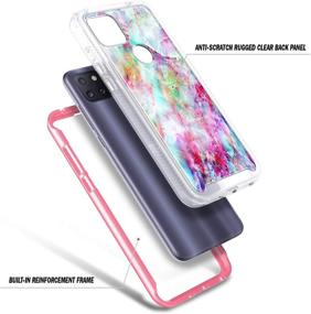 img 1 attached to 📱 T-Mobile REVVL 5G NZND Case: Full-Body Protective Rugged Bumper Cover with Built-in Screen Protector - Marble Fantasy Design