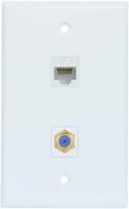 🔌 esylink al304 ethernet coax wall plate - enhance connectivity with 1 ethernet port and 1 tv coax cable/f-type connector - white logo