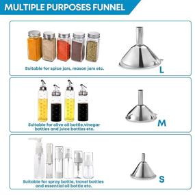 img 1 attached to 🔑 Stainless Steel Mini Funnels for Bottles - Ideal for Essential Oils, Liquids, Dry Ingredients & Powders | Set of 3 with Cleaning Brush (Short Handle Funnel Set)