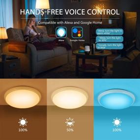 img 3 attached to 🔆 YUNLIGHTS 12-inch 24W RGB Smart Ceiling Light Flush Mount with Alexa & Google Home Compatibility, WiFi App Control and Waterproof Design - Ideal for Bedroom, Bathroom, Living Room