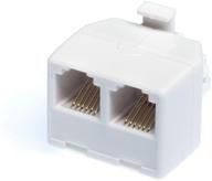 🔌 phone wall adapter - 1 pack, white - 2-way duplex jack splitter for phone lines - rj11 wall jack phone adapter logo