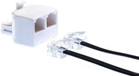 img 3 attached to 🔌 Phone Wall Adapter - 1 Pack, White - 2-Way Duplex Jack Splitter for Phone Lines - RJ11 Wall Jack Phone Adapter