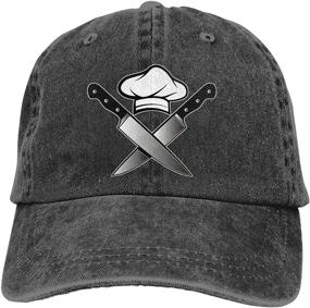 img 4 attached to 🧢 Vintage Skull-Chef Unisex Baseball Cap: Adjustable Denim Dad Hat for Cooking Enthusiasts