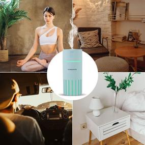 img 1 attached to 💙 Portable Mini Humidifier with Multiple Gradient Colors Night Light - 320mL Small Cool Mist Humidifier, Ideal for Baby Bedroom, Travel, Office, and Home - Auto Shut-Off, 2 Mist Modes, Super Quiet (Blue)