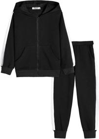 img 2 attached to 🏻 Boyoo Girls 2-Piece Tracksuit Set - Zip-up Hooded Sweatshirt and Jogger Sweatpants for 5-13 Year-Olds