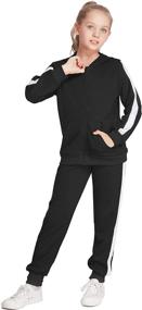 img 4 attached to 🏻 Boyoo Girls 2-Piece Tracksuit Set - Zip-up Hooded Sweatshirt and Jogger Sweatpants for 5-13 Year-Olds