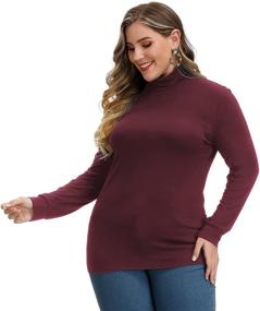 img 2 attached to 👚 Flattering Women's Plus Size Mock Neck Lightweight Pullover - Slim Fit Long Sleeve Shirt Tops