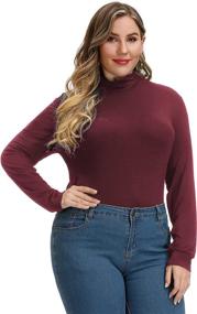 img 3 attached to 👚 Flattering Women's Plus Size Mock Neck Lightweight Pullover - Slim Fit Long Sleeve Shirt Tops