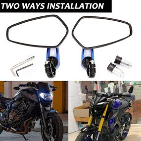 img 2 attached to 🔵 Premium Universal Black Motorcycle Billet Aluminum Bar End Rearview Mirrors (Blue, 7/8 inch)