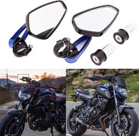 img 4 attached to 🔵 Premium Universal Black Motorcycle Billet Aluminum Bar End Rearview Mirrors (Blue, 7/8 inch)