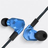 🎧 erjigo kz zs5 quad driver headphones - high fidelity extra bass earbuds with microphone and remote, detachable cable, blue logo