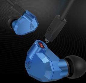 img 2 attached to 🎧 ERJIGO KZ ZS5 Quad Driver Headphones - High Fidelity Extra Bass Earbuds with Microphone and Remote, Detachable Cable, Blue