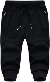 img 3 attached to 🏃 MAGCOMSEN Men's Slim Fit Capri Joggers with Zipper Pockets - Ideal for Training, Running, and Workout
