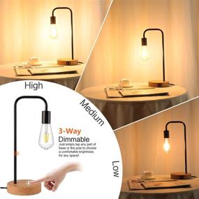 img 2 attached to 💡 Modern Touch Control Table Lamp Set: 3-Way Dimmable Nightstand Lamp with USB Ports for Bedroom, Living Room, Office - Includes Dimmable Vintage LED Bulbs