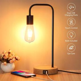 img 3 attached to 💡 Modern Touch Control Table Lamp Set: 3-Way Dimmable Nightstand Lamp with USB Ports for Bedroom, Living Room, Office - Includes Dimmable Vintage LED Bulbs