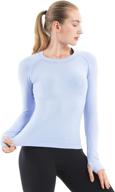 mathcat women's long sleeve seamless workout shirts: breathable yoga tops for sports, running, and slim fit logo