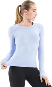 img 4 attached to MathCat Women's Long Sleeve Seamless Workout Shirts: Breathable Yoga Tops for Sports, Running, and Slim Fit