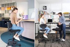 img 2 attached to 🪑 ALFA Furnishing Drafting Chair: Ergonomic Tall Office Stool with Adjustable Height Back Support and Foot Ring - Perfect for Computer, Studio, Workshop, Classroom, Lab, Counter - Black