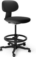 🪑 alfa furnishing drafting chair: ergonomic tall office stool with adjustable height back support and foot ring - perfect for computer, studio, workshop, classroom, lab, counter - black logo