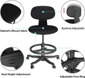 img 3 attached to 🪑 ALFA Furnishing Drafting Chair: Ergonomic Tall Office Stool with Adjustable Height Back Support and Foot Ring - Perfect for Computer, Studio, Workshop, Classroom, Lab, Counter - Black