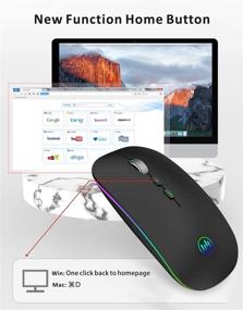 img 3 attached to Uiosmuph LED Wireless Computer Mouse - Slim, Rechargeable with Home Button, USB Receiver & Type C Adapter - 2.4G Optical Portable Mouse (Matte Black)