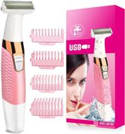women's electric shaver and facial hair remover: painless wet & dry hair removal for face, armpit, arms, legs, and bikini area - rechargeable with combs (pink) logo