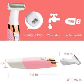 img 3 attached to Women's Electric Shaver and Facial Hair Remover: Painless Wet & Dry Hair Removal for Face, Armpit, Arms, Legs, and Bikini Area - Rechargeable with Combs (Pink)