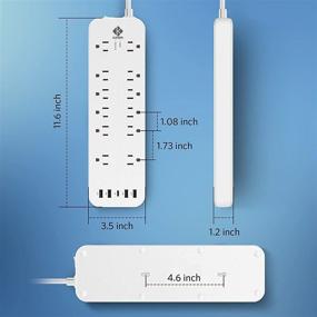 img 1 attached to 💡 K212M Power Strip Surge Protector: Fast-Charging Type-C, 12-Outlets, 10Ft Cord, ETL Listed