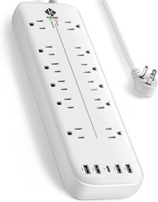 img 4 attached to 💡 K212M Power Strip Surge Protector: Fast-Charging Type-C, 12-Outlets, 10Ft Cord, ETL Listed