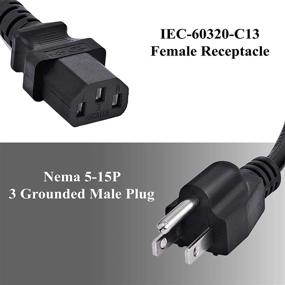 img 1 attached to 💻 Aurum Cables UL Approved 6ft Universal Computer Monitor Power Cord, C13 Power Cable for Monitor, PC, Desktop, Printer, Scanner, 18 AWG NEMA 5-15P to IEC13 (6ft - Pack of 5)